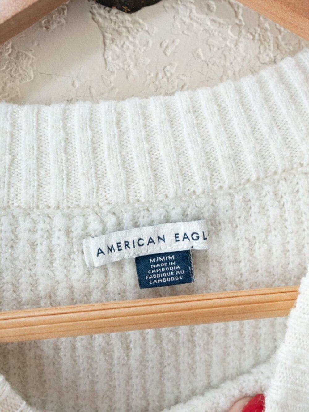 American Eagle Stripe Sweater Womens Medium Cream Tan Rib Knit Pullover Soft - Picture 4 of 14